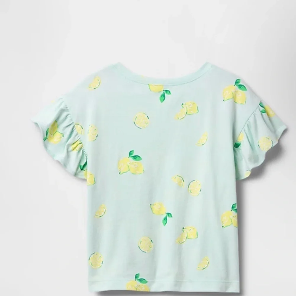 GAP Mint Lemon Print Ruffle Sleeve Tee